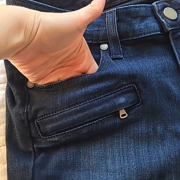 Paige Midlake No Whiskers stretchy cigarette jean zipper pocket DNM521 Sz 28 - Picture 2 of 13